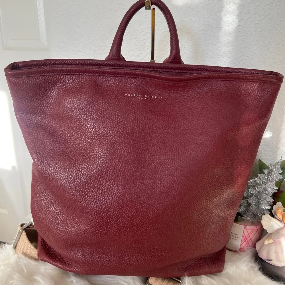 Pollen By Irene Maroon Leather Backpack. JJ25541) POLLEN BY IRENE Cowhide Backpack (Unisex) | Bunjang  main image 3